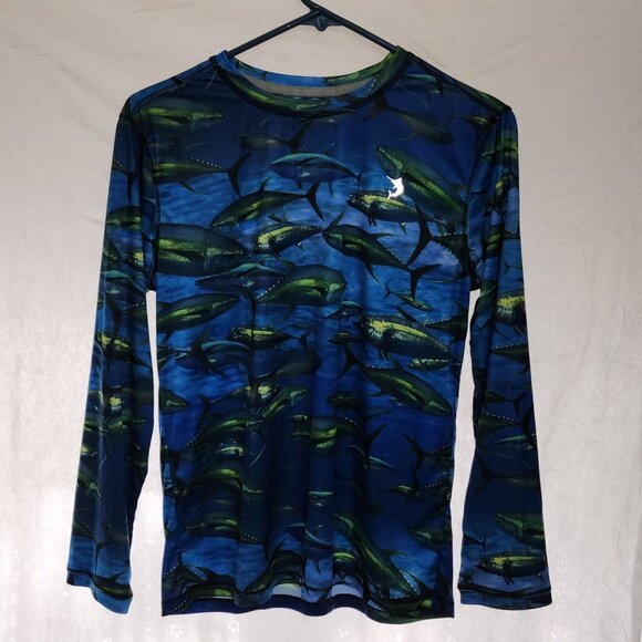 Underwater Fish Athletic Sportshirt with Long Sleeves for Youth - Picture 1 of 4